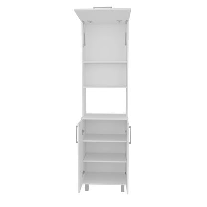 Modern White Kitchen Pantry Cabinet with 3 Doors and 5 Shelves for Dining Room