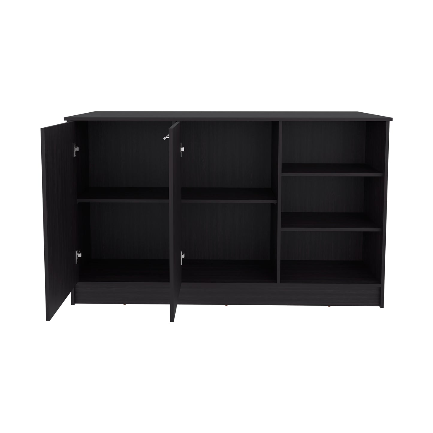 Kitchen Island Two Cabinets, Black Engineered Wood - 59" W