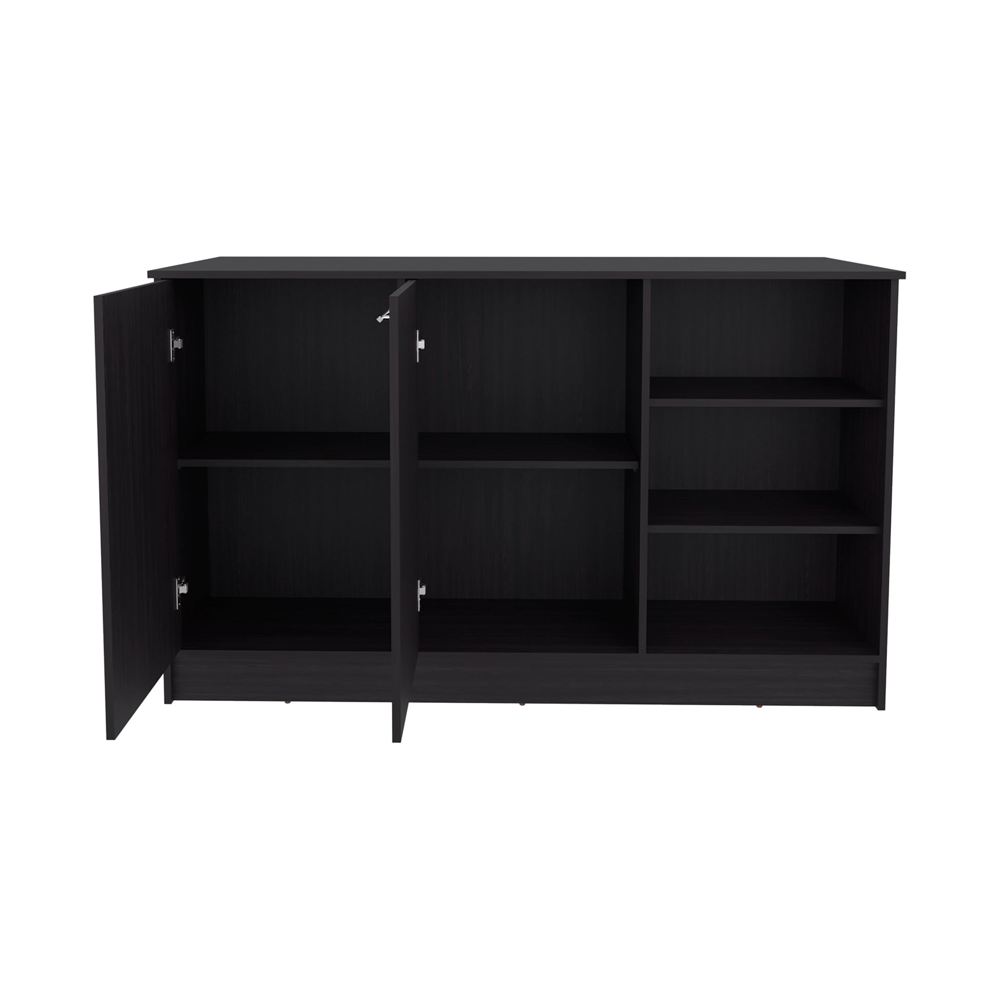 Kitchen Island Two Cabinets, Black Engineered Wood - 59" W