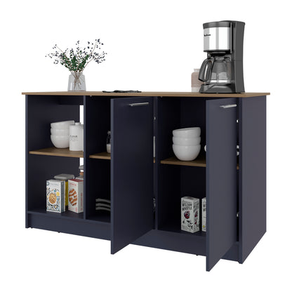 Blue Multi Kitchen Island - 35.7" Storage Cart for Dining Room