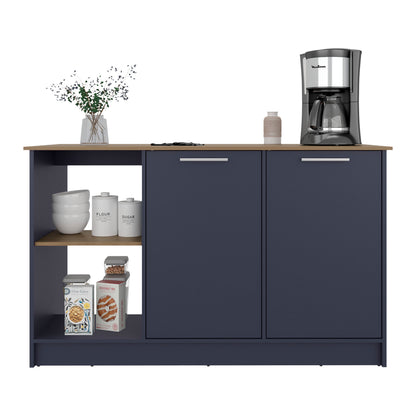 Blue Multi Kitchen Island - 35.7" Storage Cart for Dining Room