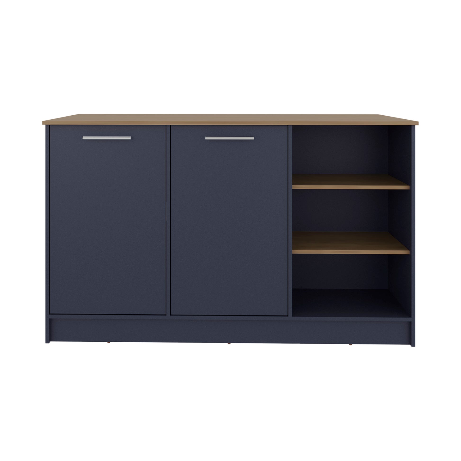 Blue Multi Kitchen Island 35.7" - 2 Doors, 7 Shelves