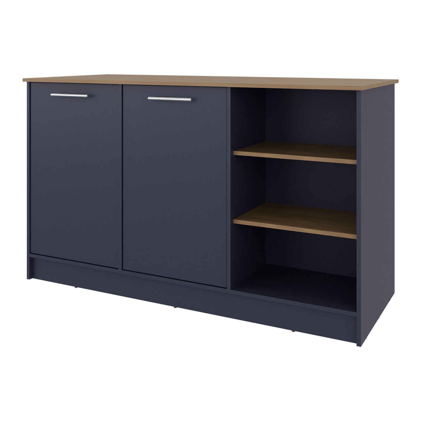 Blue Multi Kitchen Island 35.7" - 2 Doors, 7 Shelves