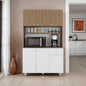 Lehr Pantry Cabinet with Ample Storage, Spacious Shelves, and 6 Doors-1 Drawer, White / Natural Oak
