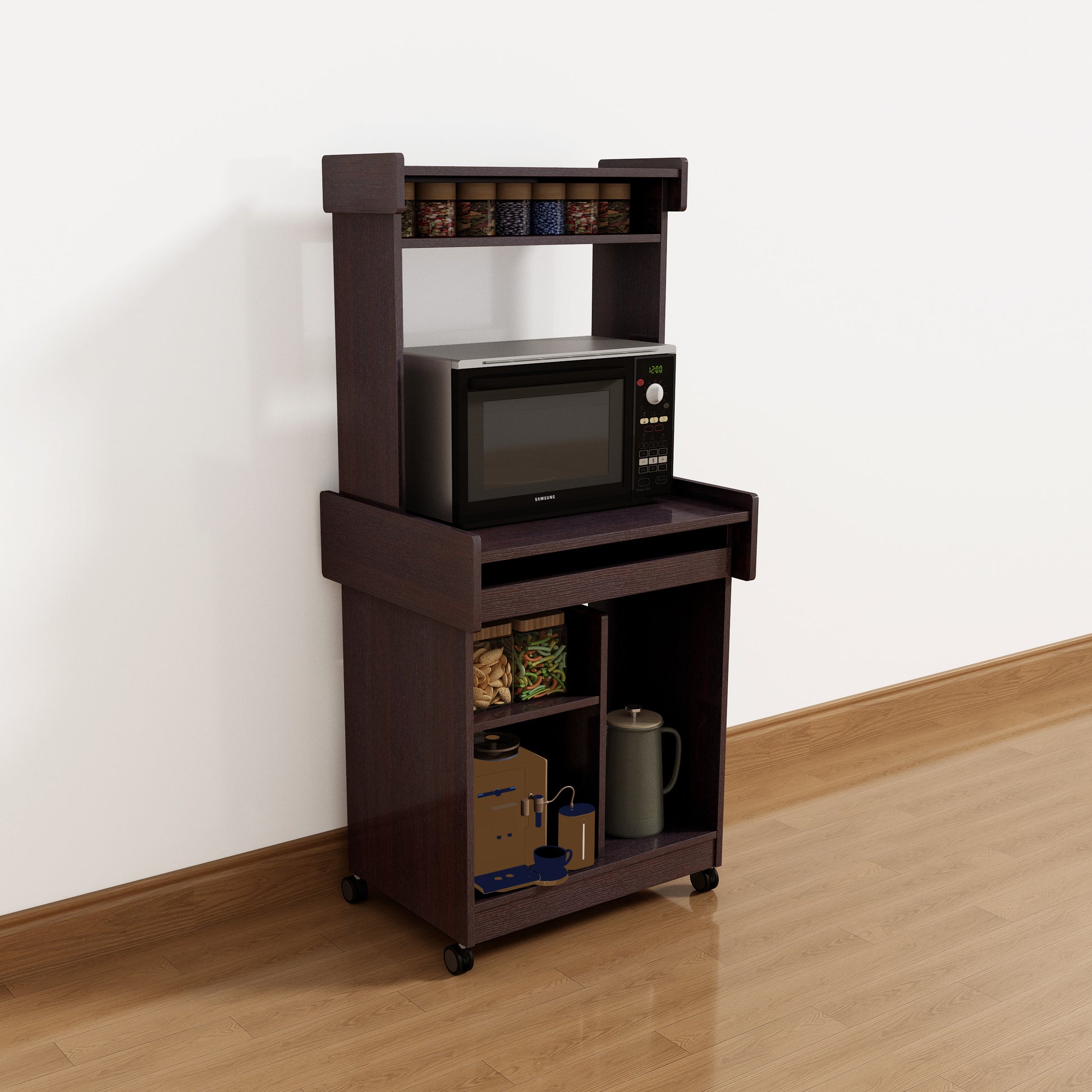 Espresso Kitchen Island Cart with Hutch - 24.75" x 19.25"