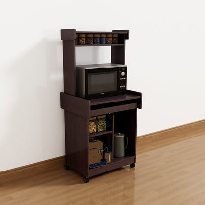 Espresso Kitchen Island Cart with Hutch - 24.75" x 19.25"