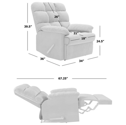 Khaki Microsuede Manual Recliner Chair - 36"W