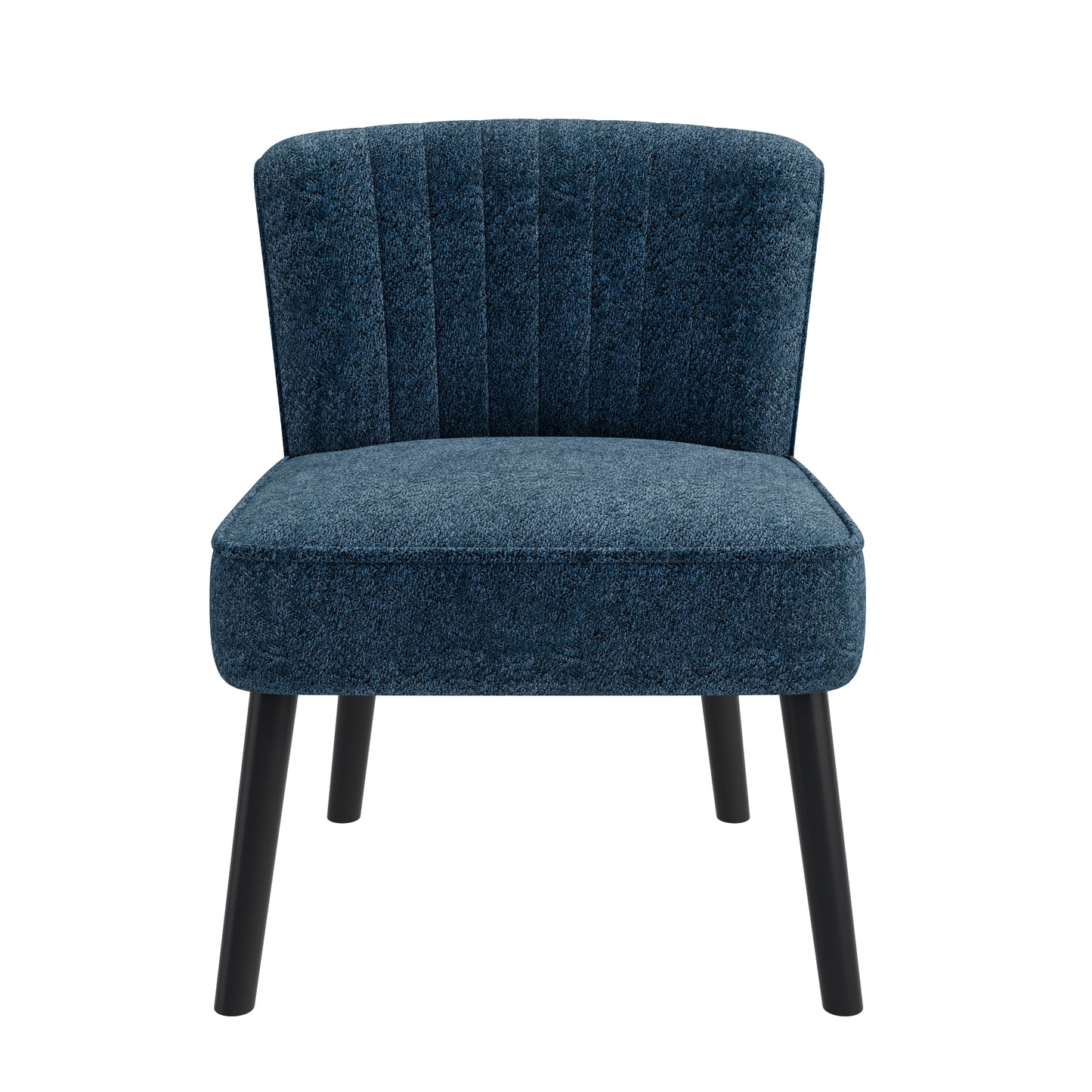Navy Blue Boucle Accent Chair Compact Style for Living Room