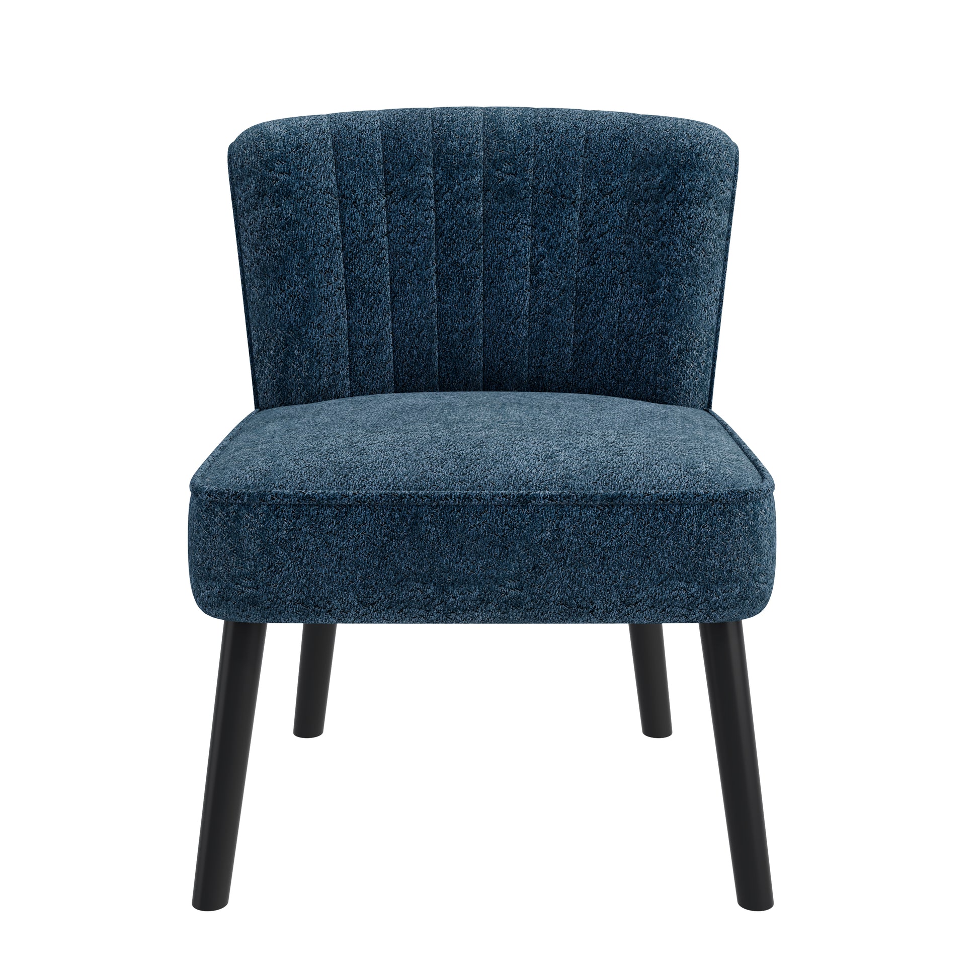 Navy Blue Boucle Accent Chair Compact Style for Living Room
