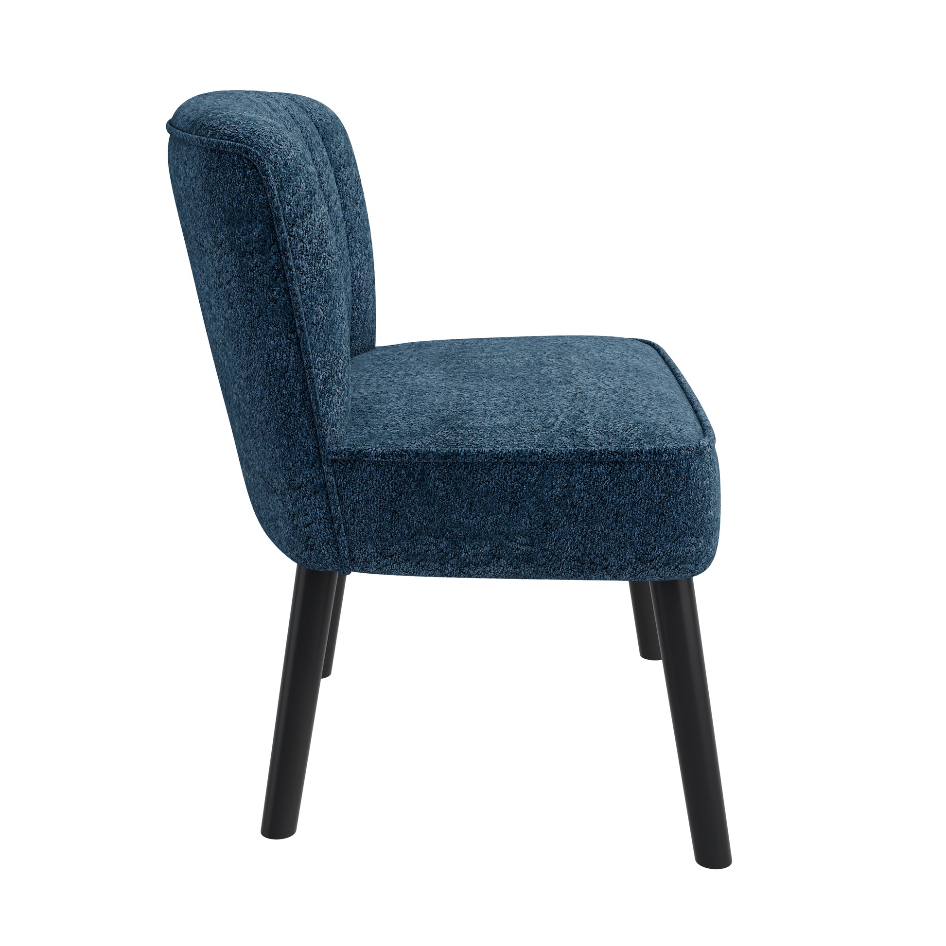 Navy Blue Boucle Accent Chair Compact Style for Living Room
