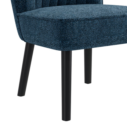 Navy Blue Boucle Accent Chair Compact Style for Living Room