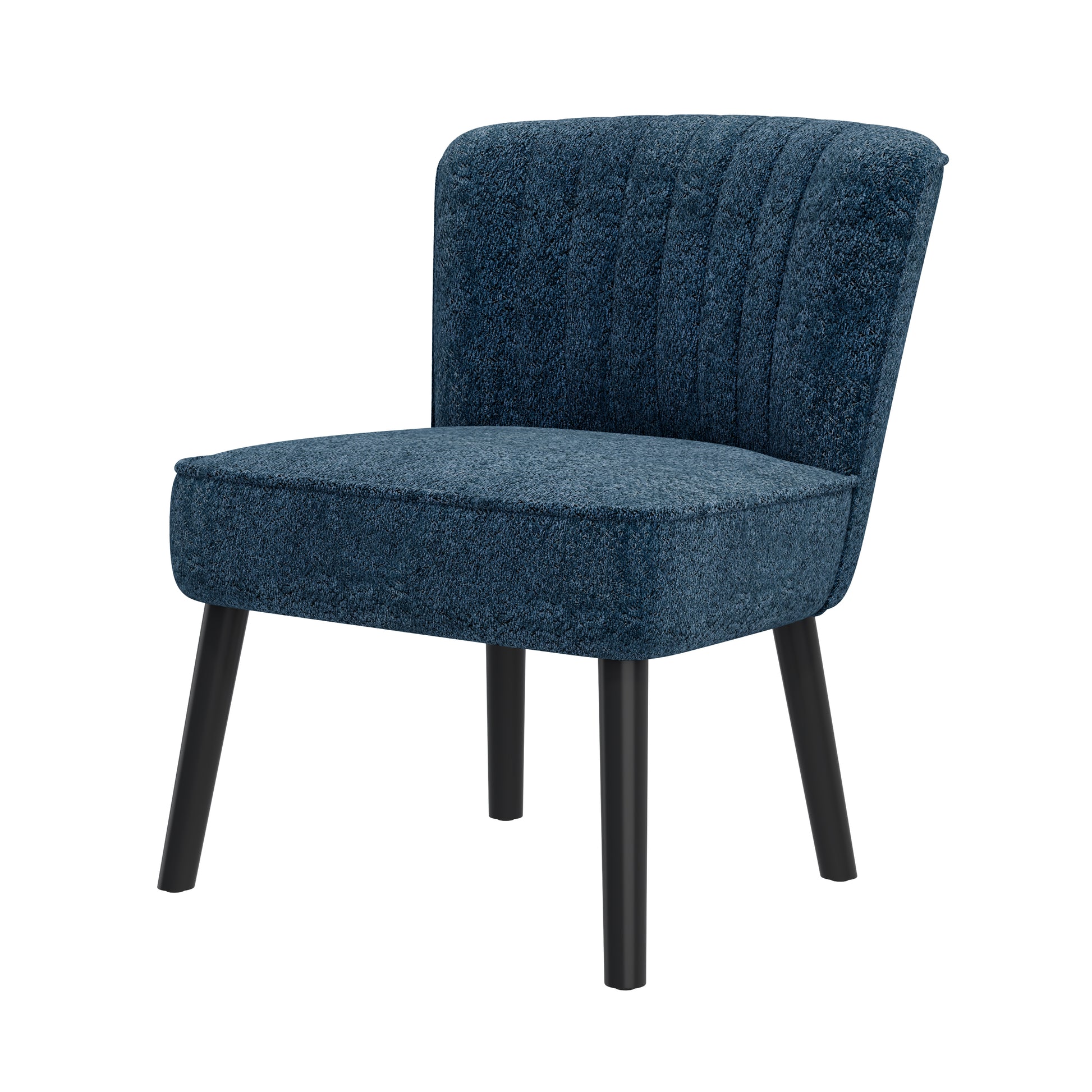 Navy Blue Boucle Accent Chair Compact Style for Living Room