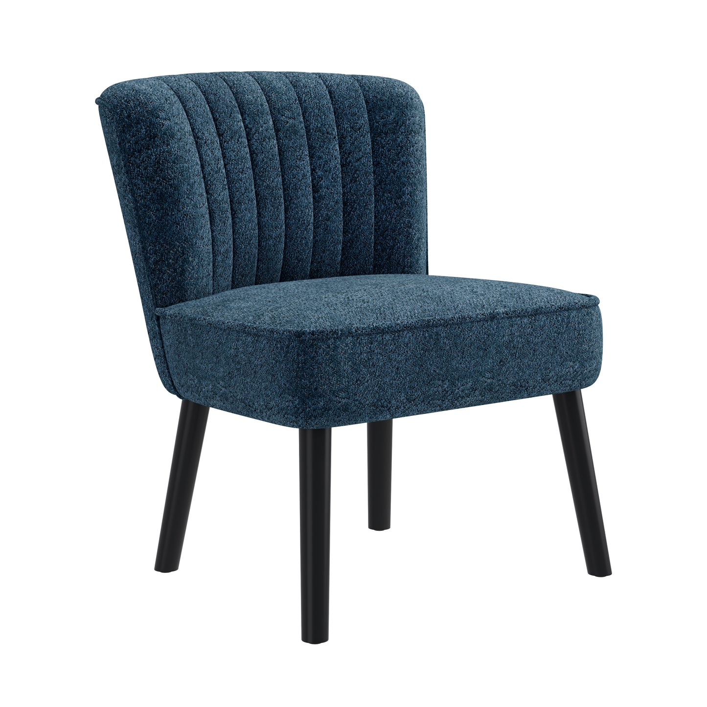 Navy Blue Boucle Accent Chair Compact Style for Living Room