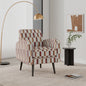 Darien Accent Arm Chair in Tan, Cream and Red Stripe Pattern with Dark Brown Solid Wood Legs