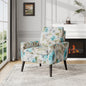 Enna Accent Arm Chair in Pastel Blue and Gray Floral with Dark Brown Solid Wood Legs