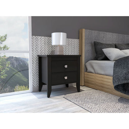 Breeze Four-Legged Modern Bedroom Nightstand, with Two Drawers