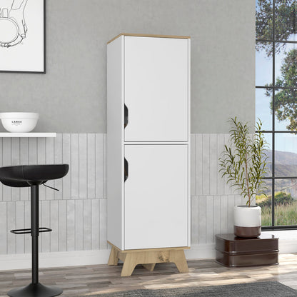 British Single Kitchen Pantry, Four Storage Shelves, Double Doors Cabinets