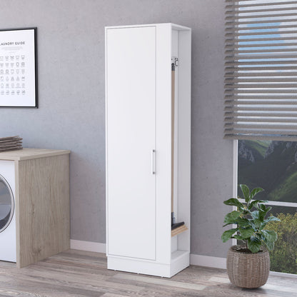 Nampa Storage Cabinet, Single Door, Broom Hangers ,White