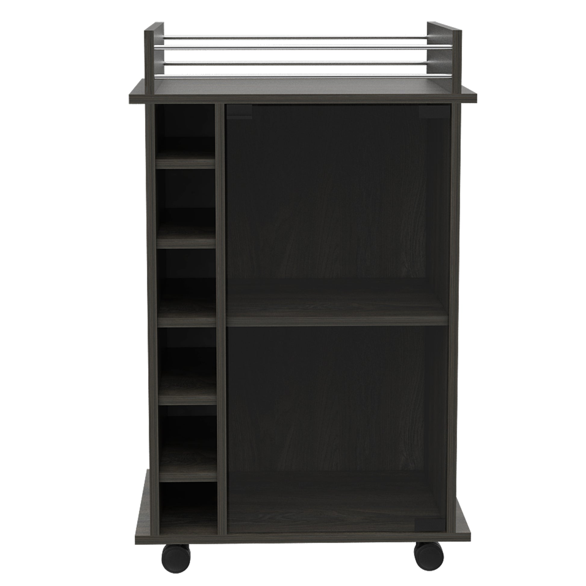 Small Gray Kitchen Island with Glass Cabinet