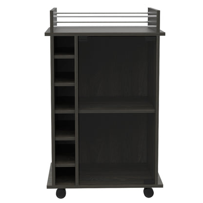 Small Gray Kitchen Island with Glass Cabinet