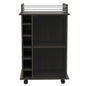 Small Gray Kitchen Island with Glass Cabinet