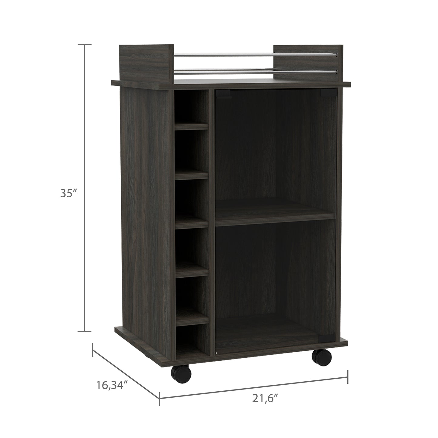 Small Gray Kitchen Island with Glass Cabinet