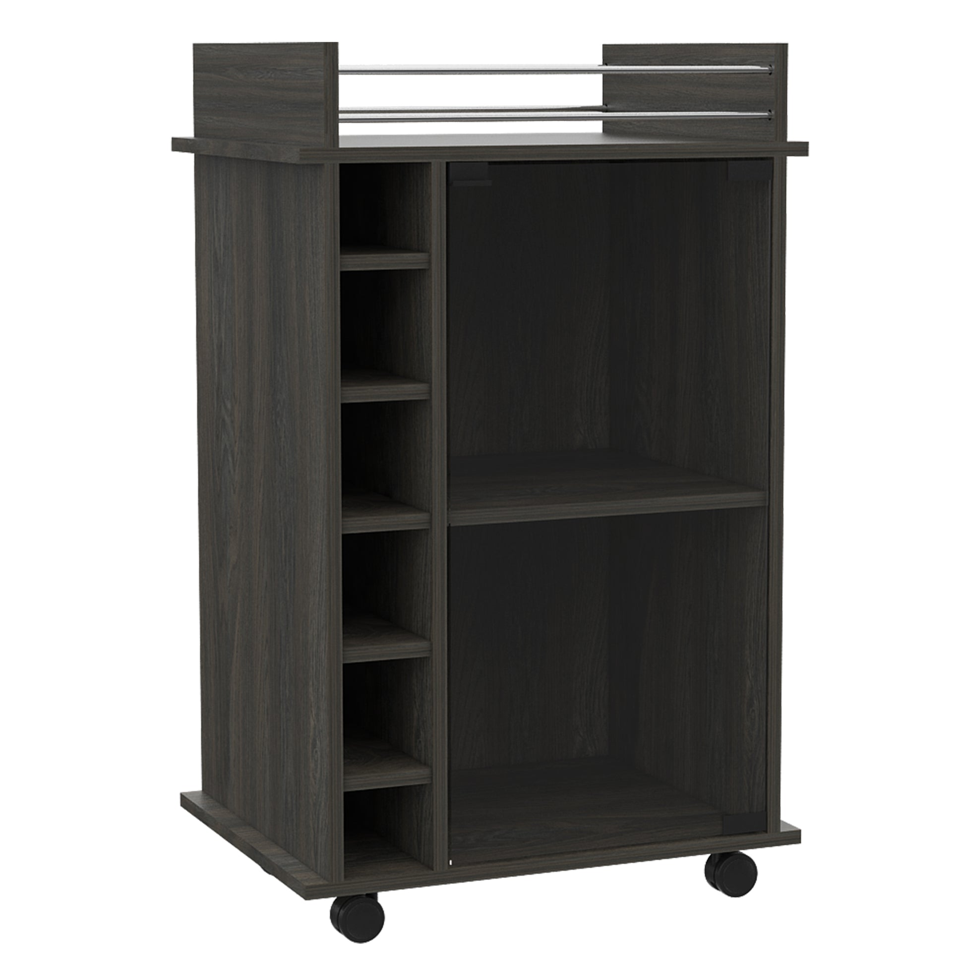Small Gray Kitchen Island with Glass Cabinet