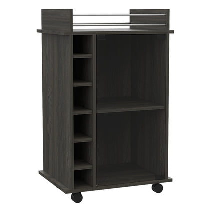 Small Gray Kitchen Island with Glass Cabinet