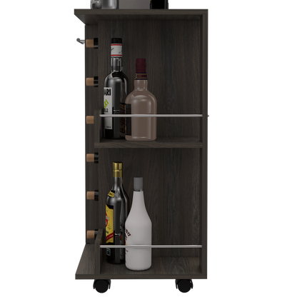 Ebony Pine Kitchen Island Cart - Storage Bar