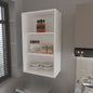 Guadalupe Wall Cabinet in Melamine with Open Storage, White