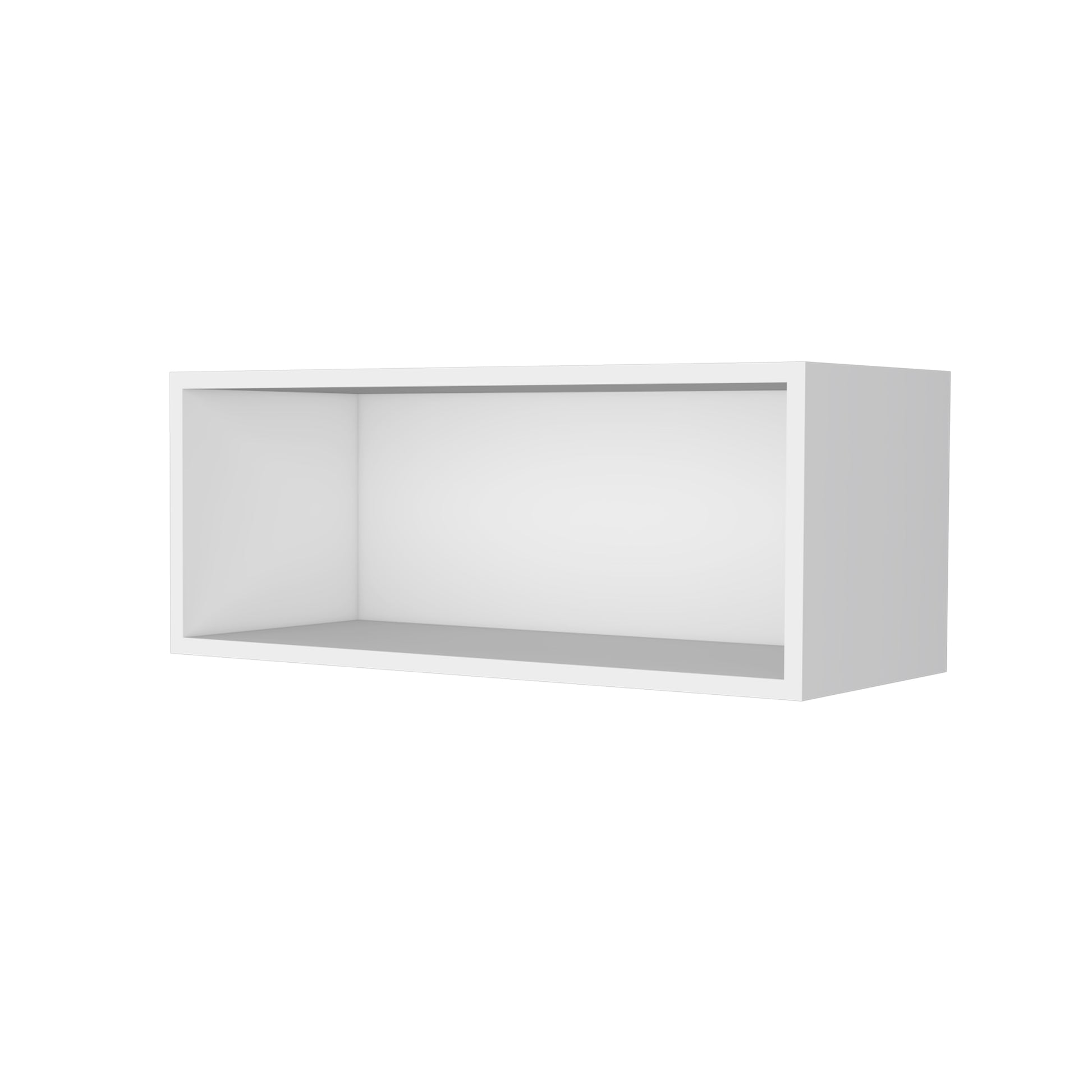 Modern White Melamine Kitchen Shelves with Open Storage