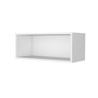 Modern White Melamine Kitchen Shelves with Open Storage