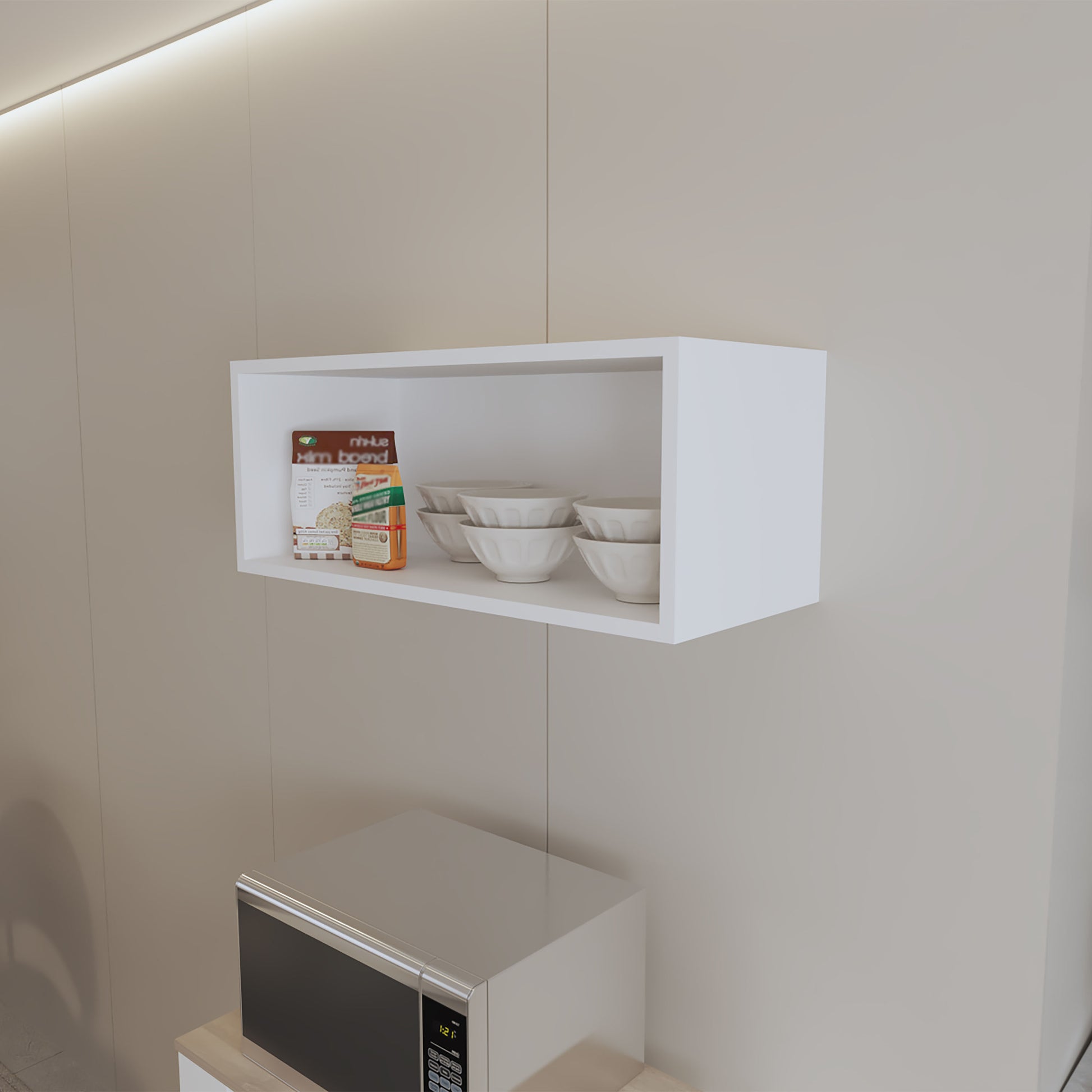 Hard Rock Wall Cabinet in Melamine with Open Storage