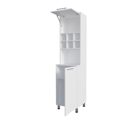 White Kitchen Pantry with Open Shelves & Pneumatic Door