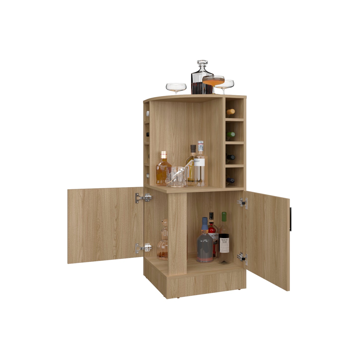 Rectangular Kitchen Island - Natural Wood Bar Cabinet