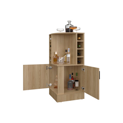Rectangular Kitchen Island - Natural Wood Bar Cabinet