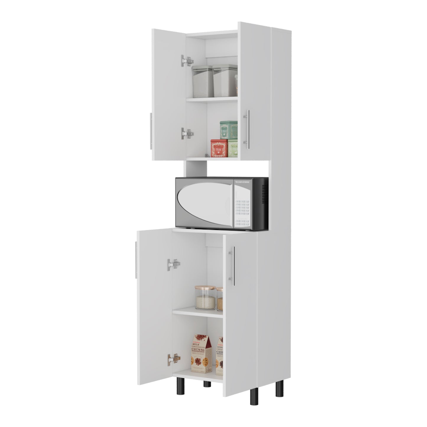 White Kitchen Server with Double Cabinets - 76.8" Wide