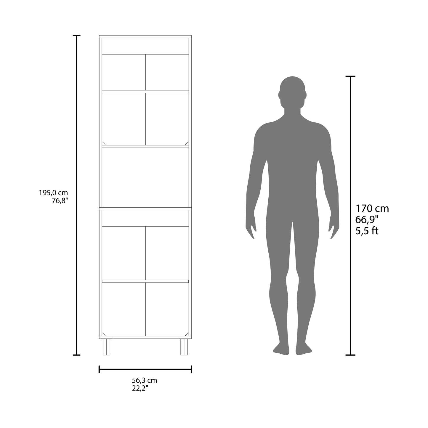 White Kitchen Server with Double Cabinets - 76.8" Wide