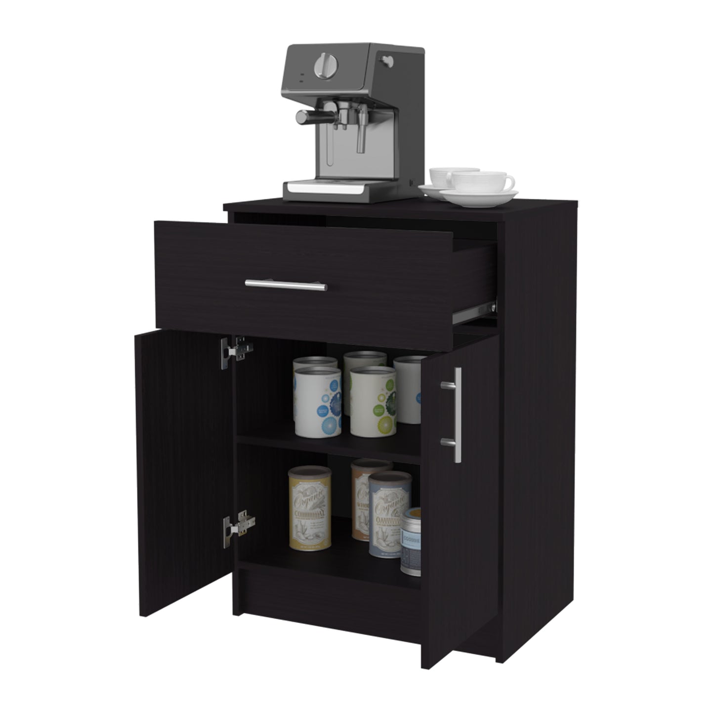 Wenge Kitchen Server with Storage Shelves for Dining Room