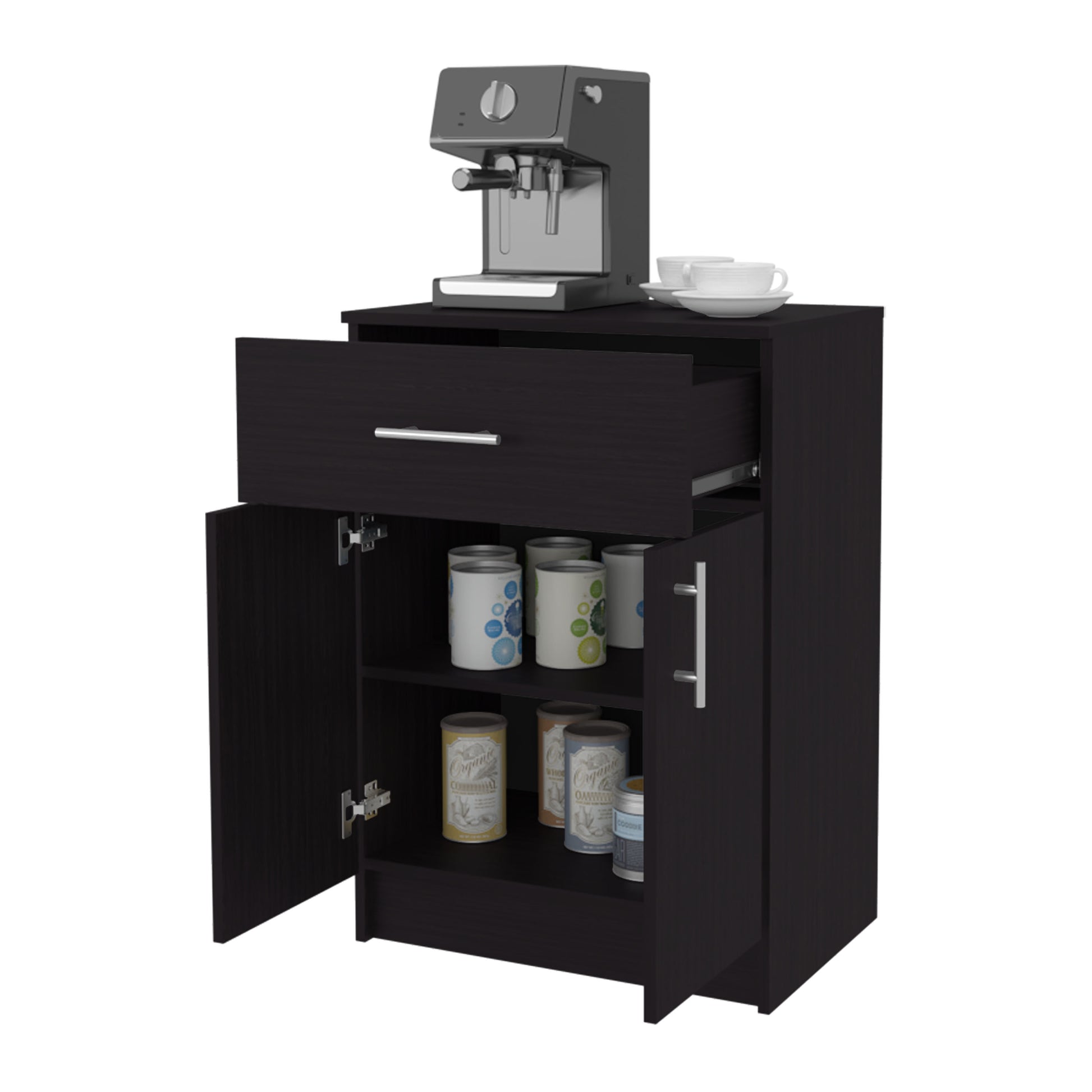 Wenge Kitchen Server with Storage Shelves for Dining Room