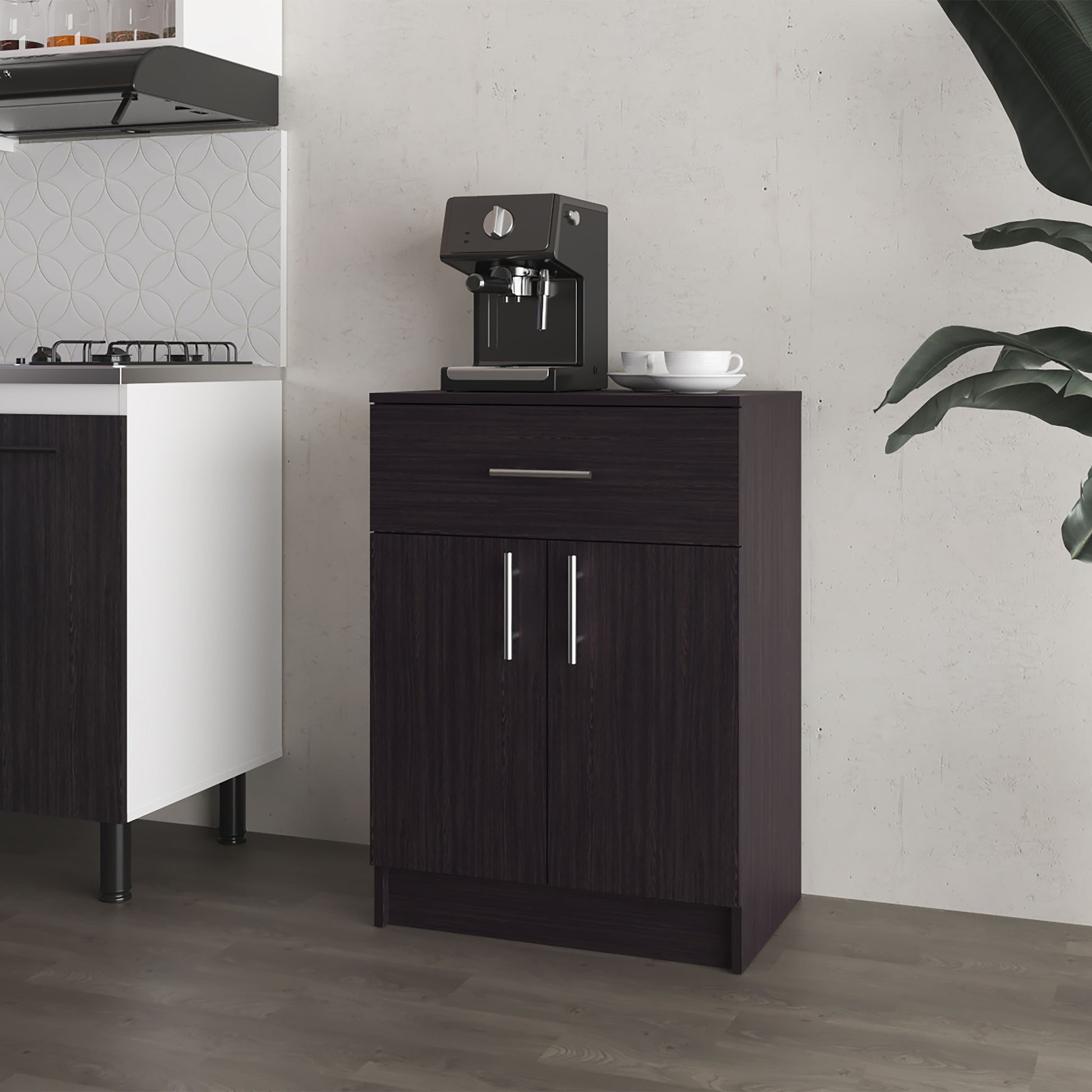 Cope kitchen Pantry in melamine with 2 doors and 1 drawer, Wengue
