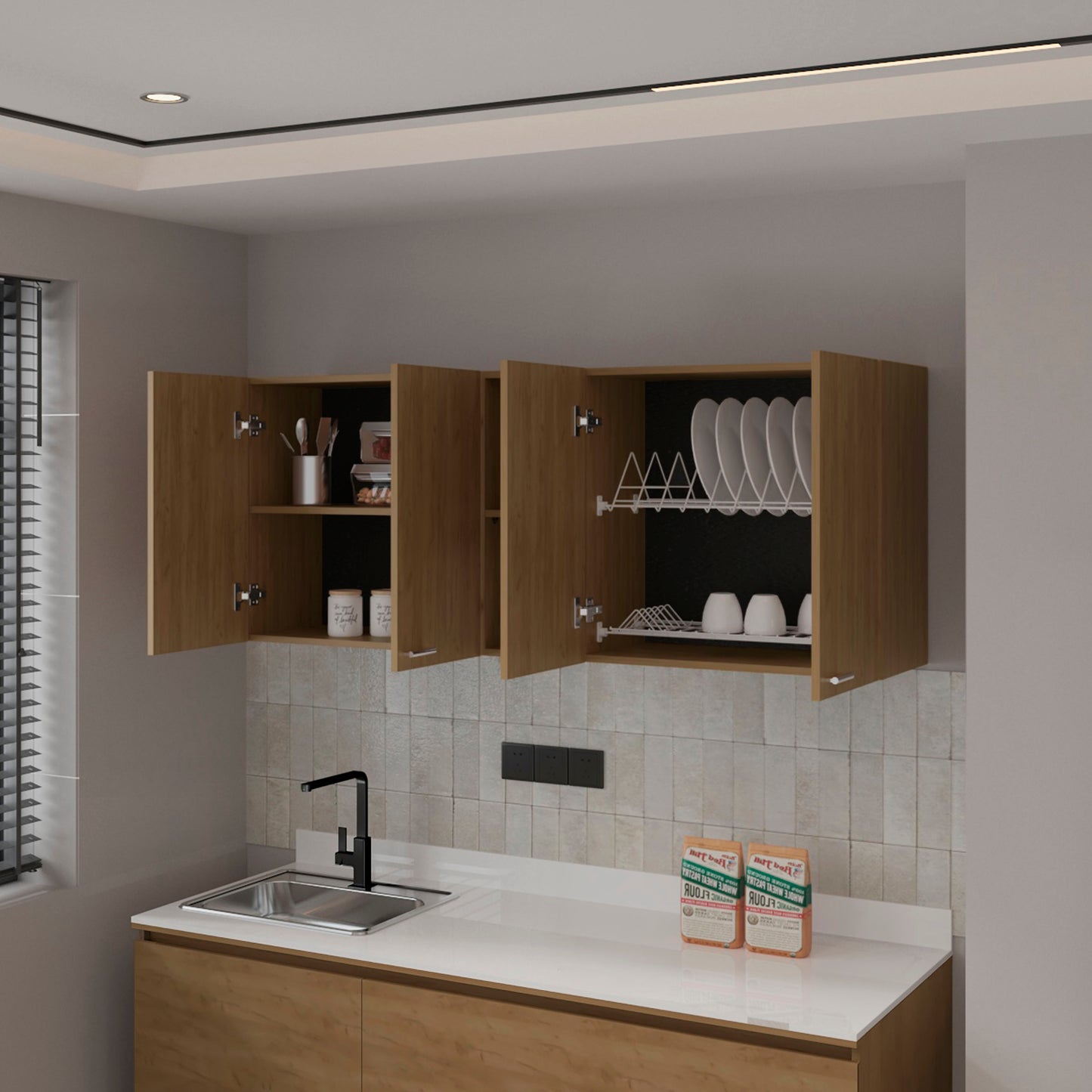 Light Oak Kitchen Wall Cabinet - 23.6" Wide for Dining Room