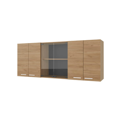 Light Oak Kitchen Wall Cabinet with Glass Doors - 23.6"W for Dining Room