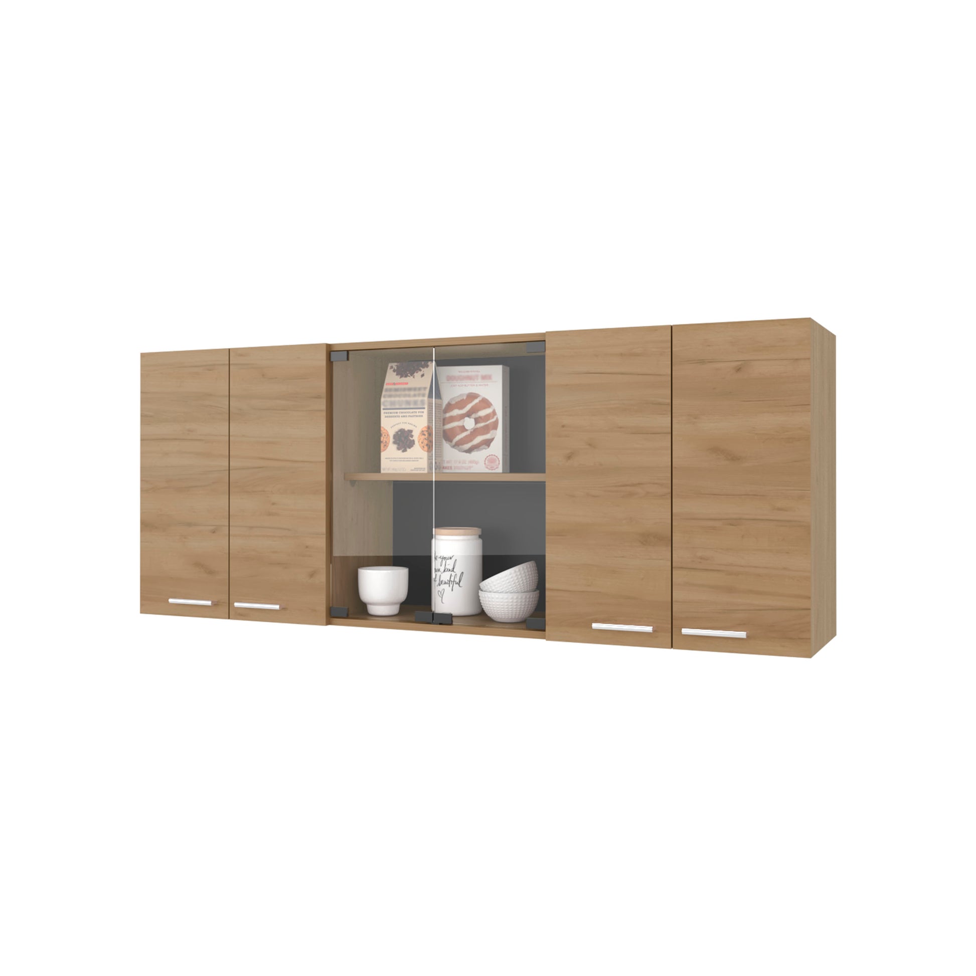Light Oak Kitchen Wall Cabinet with Glass Doors - 23.6"W for Dining Room