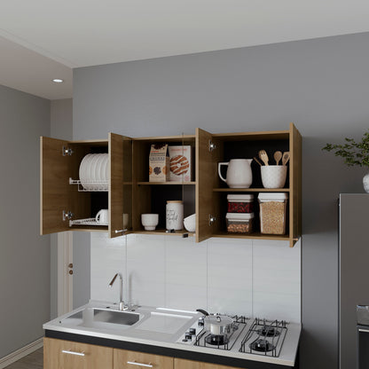 Light Oak Kitchen Wall Cabinet with Glass Doors - 23.6"W for Dining Room