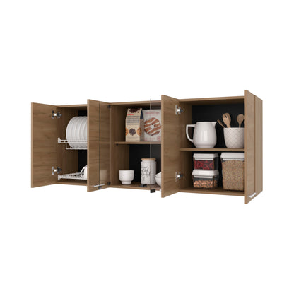 Light Oak Kitchen Wall Cabinet with Glass Doors - 23.6"W for Dining Room