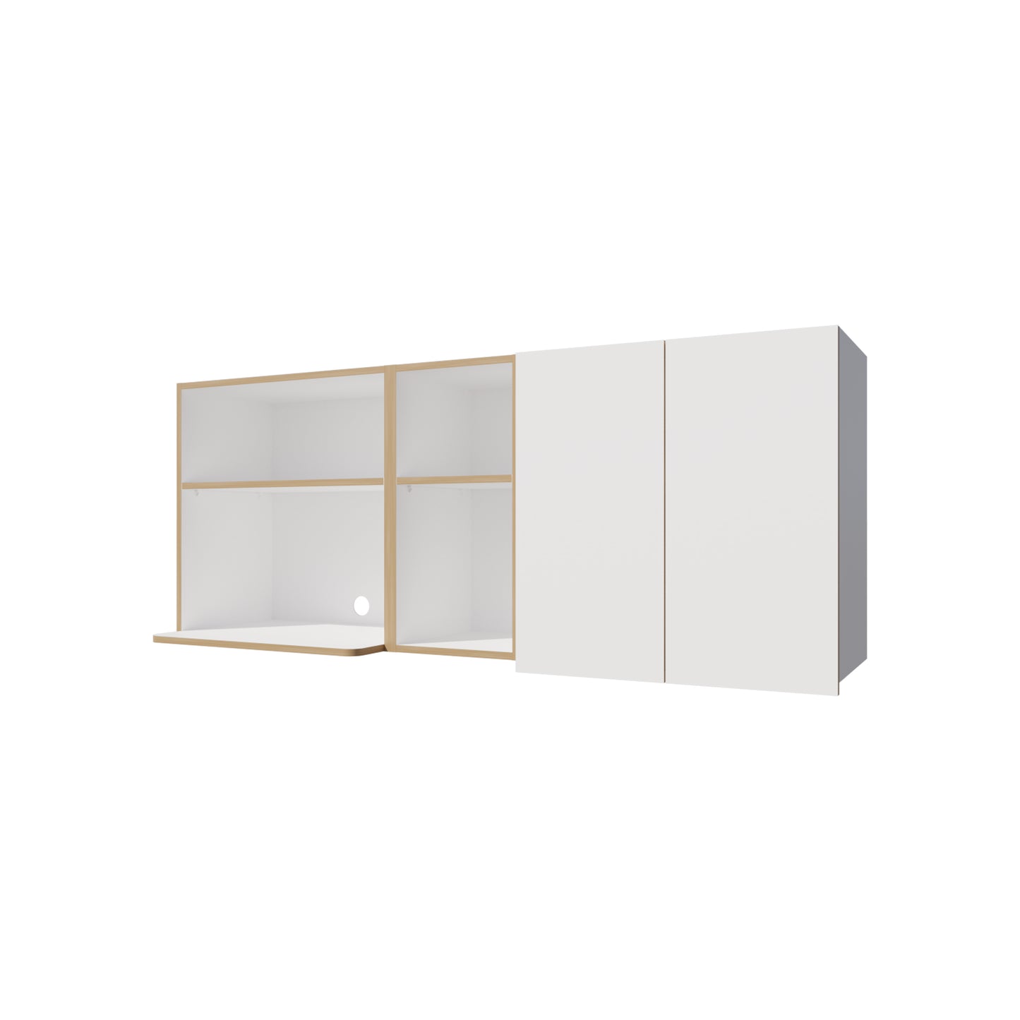 White + Light Oak Kitchen Server with Microwave Space