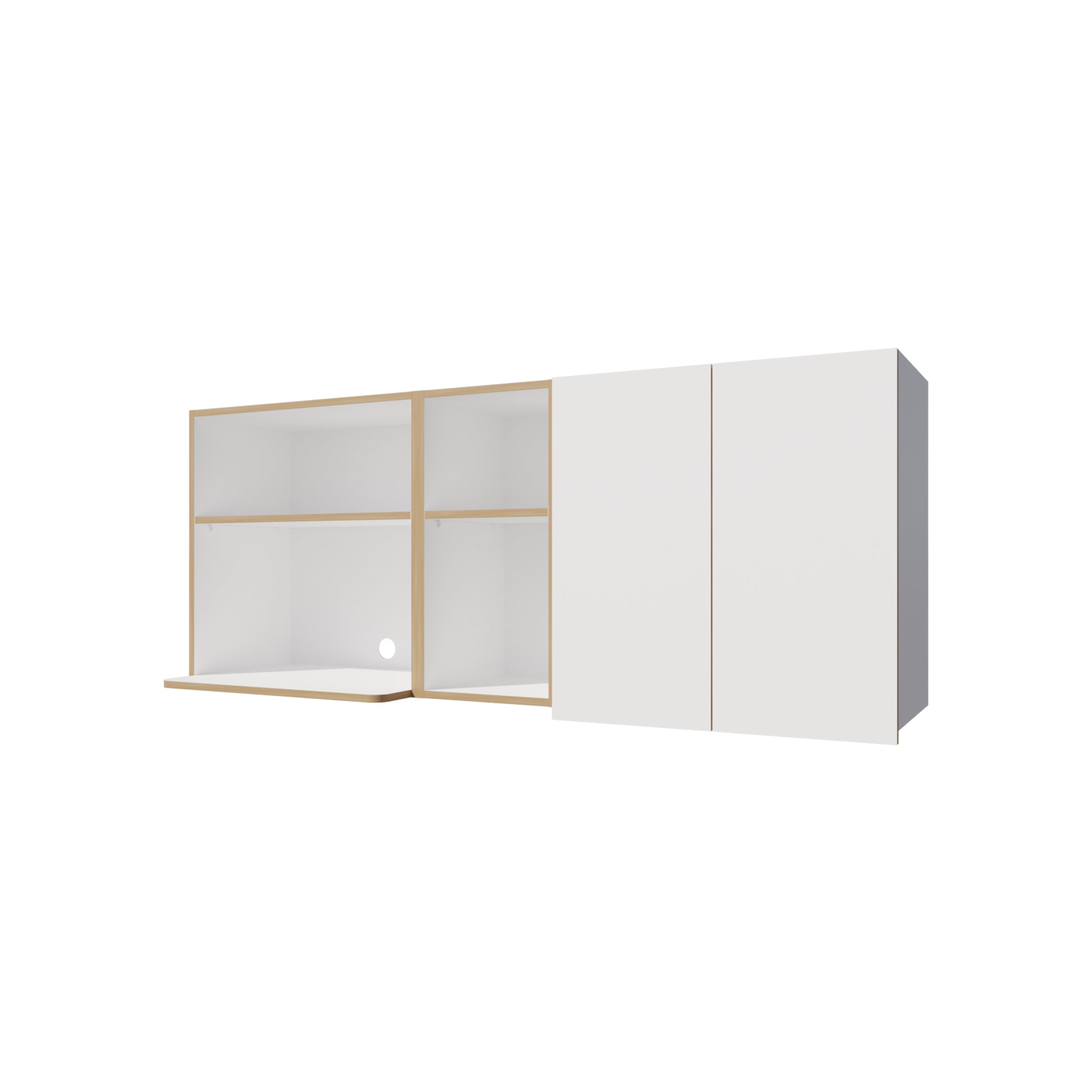 White + Light Oak Kitchen Server with Microwave Space