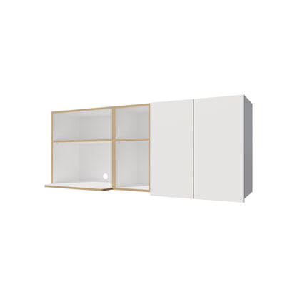 White + Light Oak Kitchen Server with Microwave Space