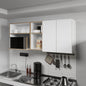 Wall-Mounted Kitchen Cabinet with Microwave Space, Open Shelves, and Double Doors – Natural Oak and White